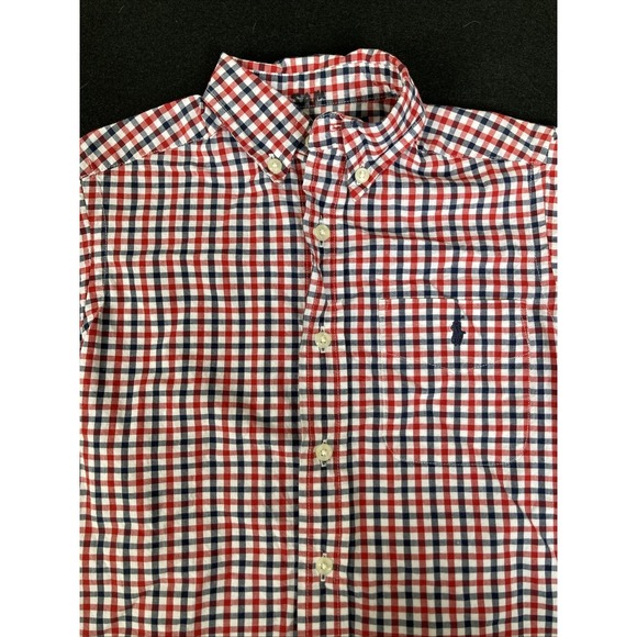 Polo Ralph Lauren Other - Polo Ralph Lauren Boys Short Sleeve Button Down Shirt Size 4 Red Blue Check Pony